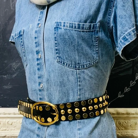 Linea Pelle Collection leather Studded Belt NWOT  display picture 2